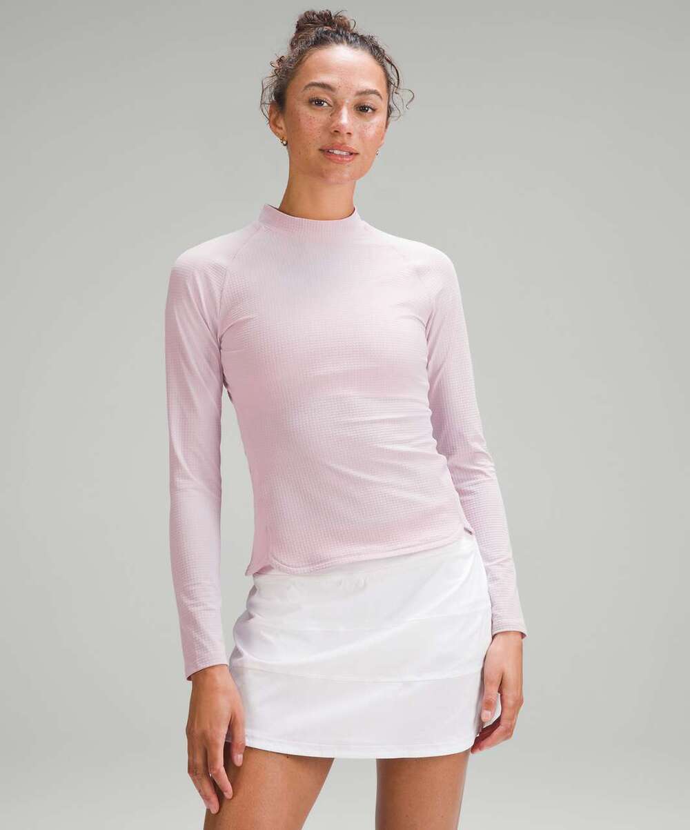 Lululemon Grid-Texture Tennis Long-Sleeve Shirt Pink Peony sz 4